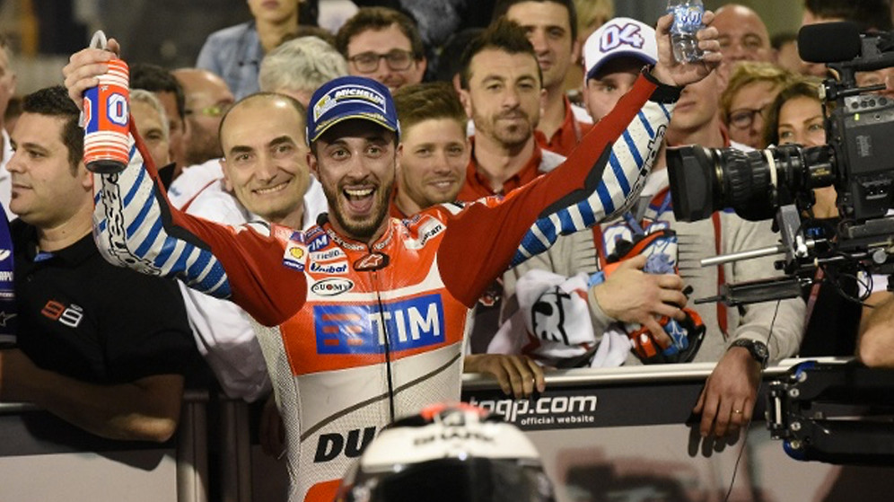 Andrea Dovizioso, secondo al traguardo del GP del Qatar.